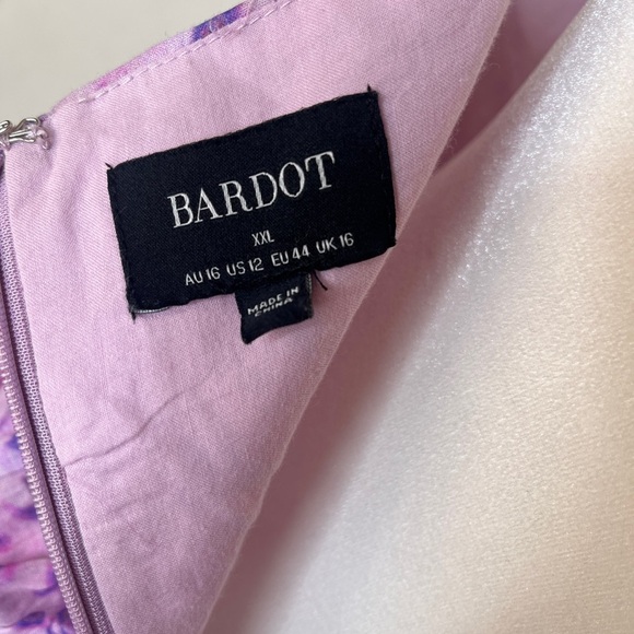 Bardot Lilac Floral Print Ruffle Mini Dress Size XXL - Picture 7 of 7